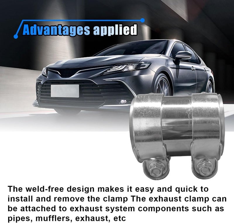 BDZMC 2.5 Inch Automotive Exhaust Clamp, Stainless Steel Butt Joint Band Clamp Sleeve Coupler, Universal Tube Connector Exhaust Clamp for Mufflers, Tubes - Image 5